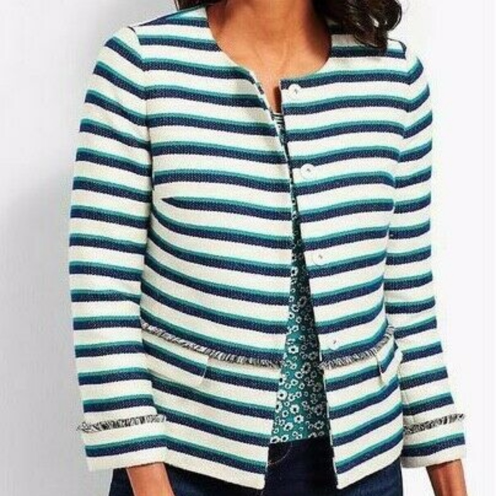 NWOT Blazer Talbots Stripe Jacket Womens Size 10